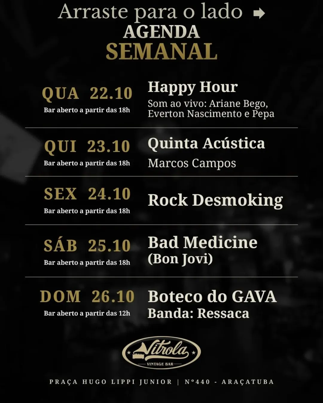 Vitrola Vintage Bar - Agenda Semanal